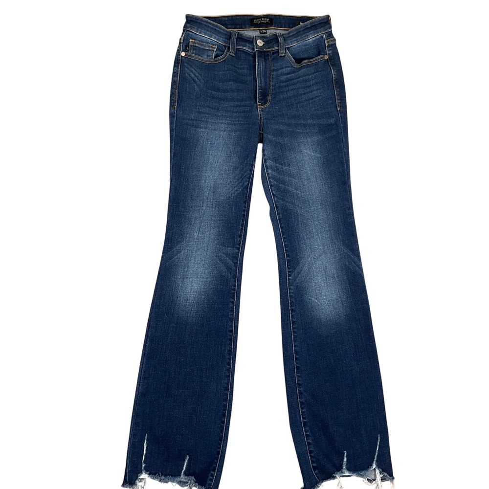Judy Blue Jeans Womens 3/26 Blue Fade Bootcut Fray Notch Hem JB82519DK Whisker